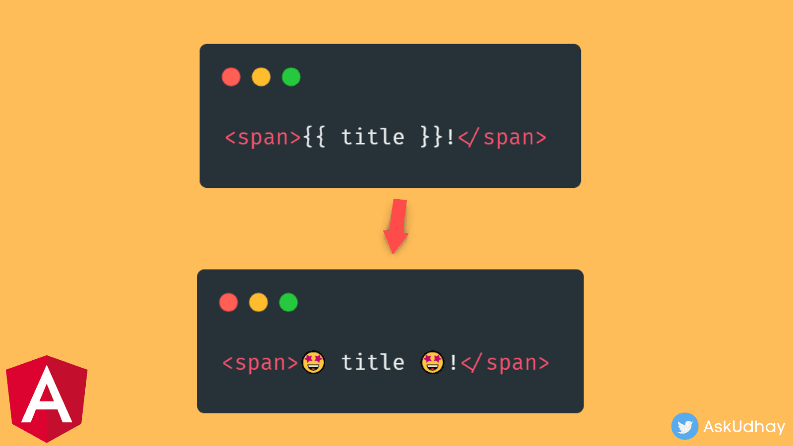 How to change default interpolation delimiter '{{' and '}}' to awesome emojis🤩 in Angular?